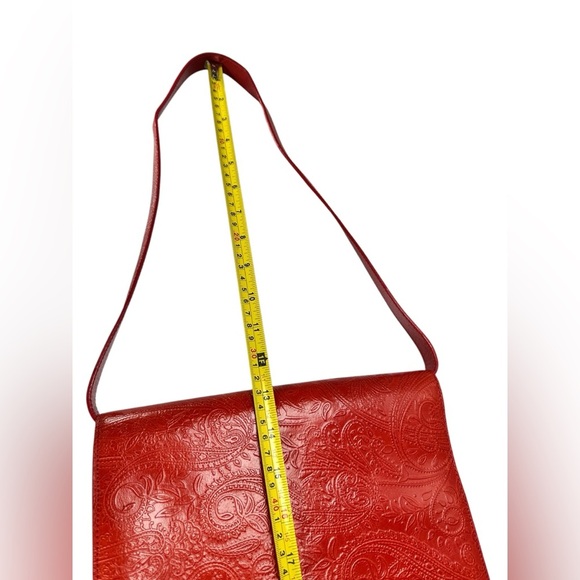 Vintage Franchi Collection Envelope Purse Handbag Red Paisley Textured Leather. - Picture 14 of 14